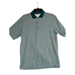 Walter Hagen Mens Golf Polo Shirt S Green/Yellow Martini Print Polyester Short S